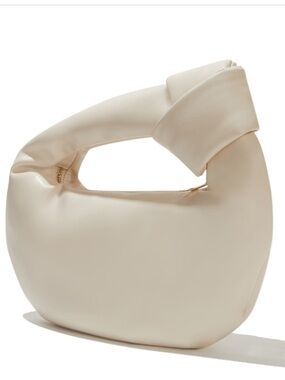 Melie Bianco Crescent Pebbled Vegan Leather Cream Top-Handle Bag